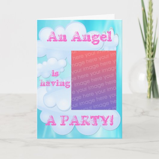 Ein Engel hat eine Party Einladung (Vorderseite)