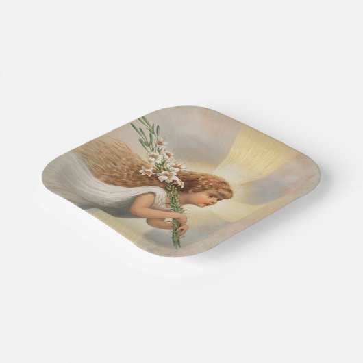 Ein Engel im Himmel, der Weihnachten hält Pappteller (Gewinkelt)