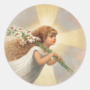 Ein Engel im Himmel, der Weihnachten hält Runder Aufkleber