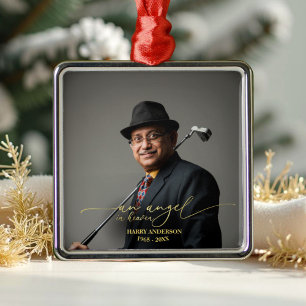 Ein Engel im Himmel   Foto zur Erinnerung an Gold  Ornament Aus Metall