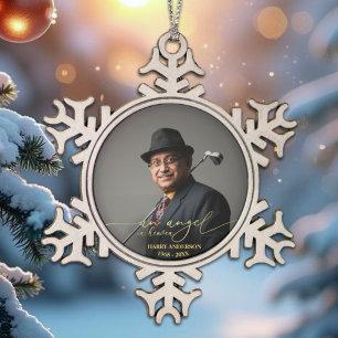 Ein Engel im Himmel   Foto zur Erinnerung an Gold  Schneeflocken Zinn-Ornament