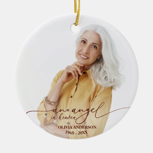 Ein Engel im Himmel | Rose Foil Memorial Foto Keramik Ornament (Vorne)