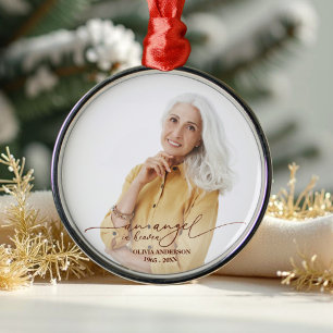 Ein Engel im Himmel   Rose Foil Memorial Foto Ornament Aus Metall