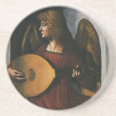 Ein Engel in Rot mit Lute von Leonardo da Vinci Getränkeuntersetzer (Vorne)