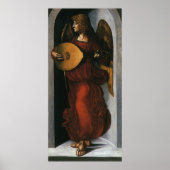 Ein Engel in Rot mit Lute von Leonardo da Vinci Poster (Vorne)