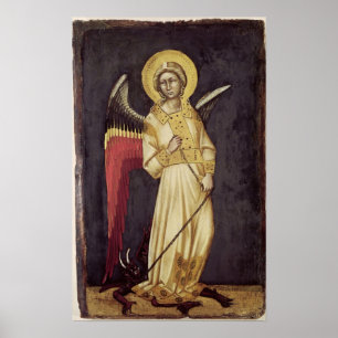 Ein Engel mit einem Dämon auf einer Kette Poster