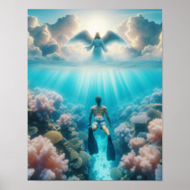 Ein Engel überrascht einen Schnorchel in einem Oze Poster