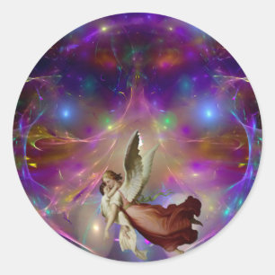 Ein Engel wartet Runder Aufkleber