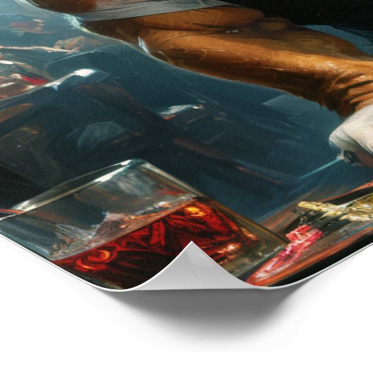 Ein englischer Bulldog als Croupier in einem Casin Poster (Ecke)