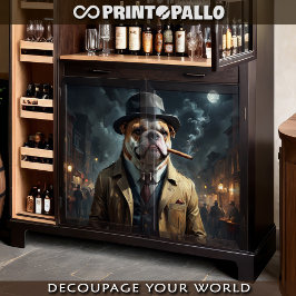 Ein englischer Bulldog ist ein Detektiv in Los Ang Seidenpapier