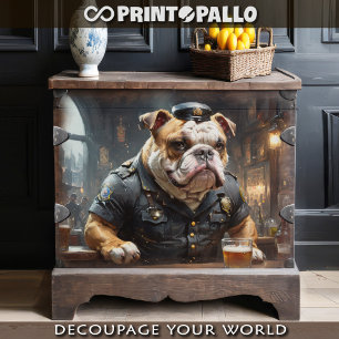 Ein englischer Bulldoggen-Polizist in einer Chicag Seidenpapier