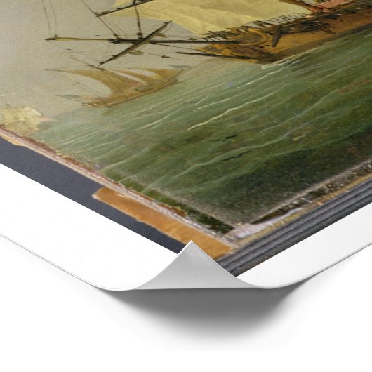 Ein englischer Sloop und ein Frigat in einer leich Poster (Ecke)