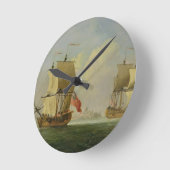 Ein englischer Sloop und ein Frigat in einer leich Runde Wanduhr (Winkel)