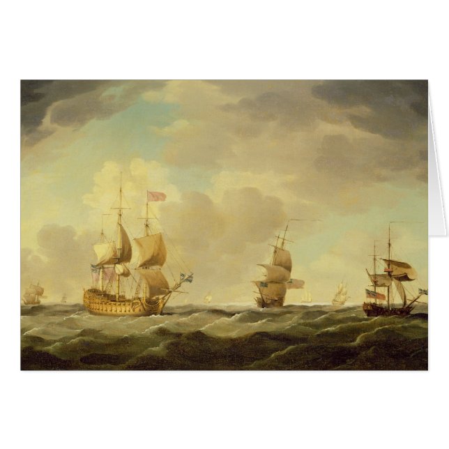 Ein englisches Flaggschiff unter einfachem Segel (Vorderseite (Horizontal))