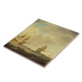 Ein englisches Flaggschiff unter einfachem Segel Fliese (Seite)