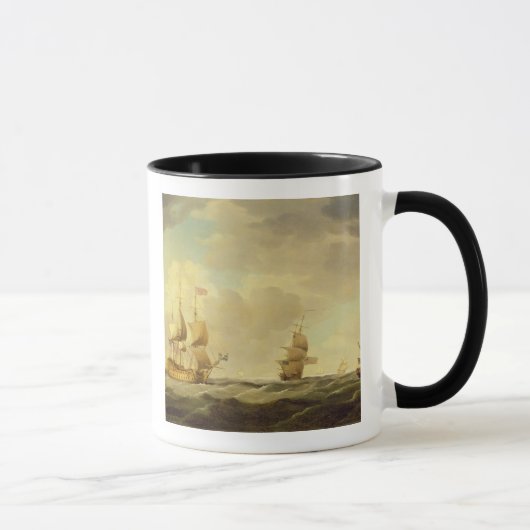 Ein englisches Flaggschiff unter einfachem Segel Tasse (Rechts)