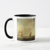 Ein englisches Flaggschiff unter einfachem Segel Tasse (Links)
