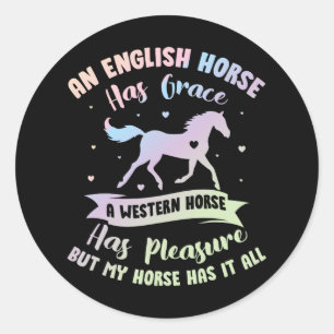 Ein englisches Pferd hat einen Western gegraben - Runder Aufkleber