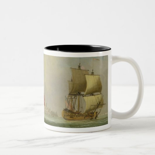 Ein englisches Sloop und eine Fregatte in einer Zweifarbige Tasse (Rechts)