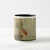 Ein englisches Sloop und eine Fregatte in einer Zweifarbige Tasse (Mittel)