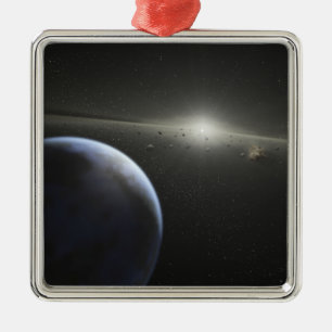 Ein enormer Asteroidengürtel in der Bahn um einen Ornament Aus Metall