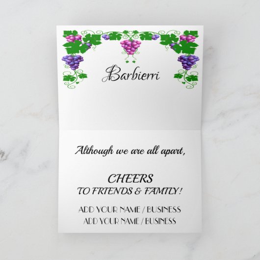 Ein entfernter Toast Karte (Innenseite)