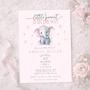 Ein Erdnuss auf dem Weg Elefant Rosa Baby Shower Einladung