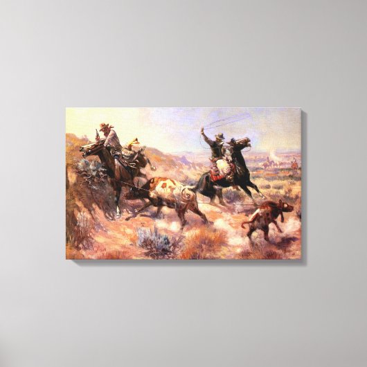 Ein ernstes Dilemma von Charles M. Russell Leinwanddruck (Vorderseite)