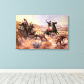 Ein ernstes Dilemma von Charles M. Russell Leinwanddruck (Insitu (Holzboden))