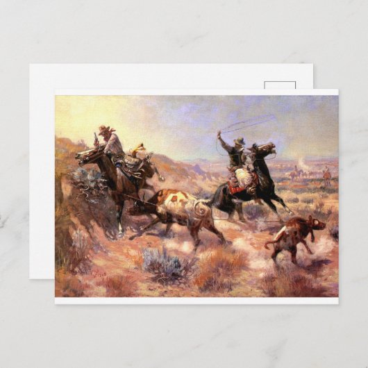 Ein ernstes Dilemma von Charles M. Russell Postkarte (Vorne/Hinten)