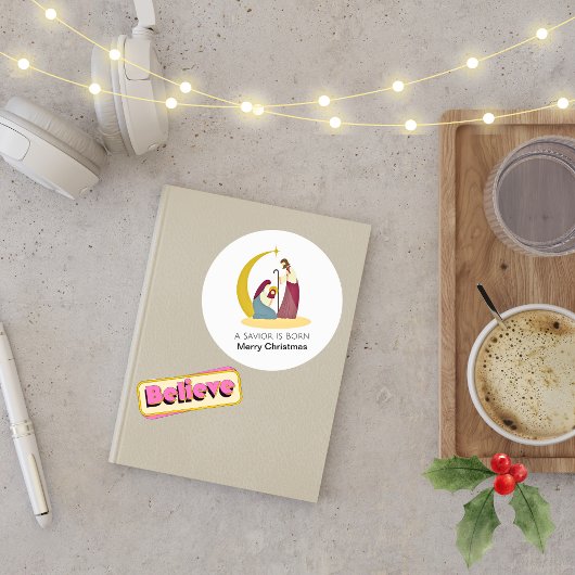 Ein Erretter ist Geboren frohe Weihnachtskrippe Runder Aufkleber