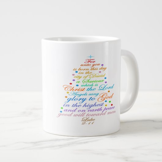 Ein Erretter ist Geboren Luke 2-11 Weihnachtsbaum  Jumbo-Tasse (Vorderseite Rechts)