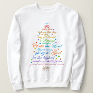Ein Erretter ist Geboren Luke 2-11 Weihnachtsbaum Sweatshirt