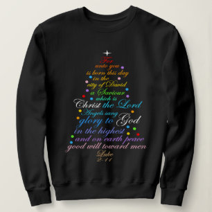 Ein Erretter ist Geboren Luke 2-11 Weihnachtsbaum Sweatshirt