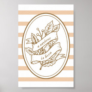Ein Erretter ist Geboren neutrale Holly-Banner Wei Poster
