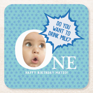 Ein erster Geburtstag personalisiert Rechteckiger Pappuntersetzer