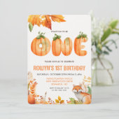 Ein erster Geburtstag Pumpkin Einladung (Stehend Vorderseite)