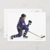 ein erwachsener kaukasischer Hockeyspieler in blau Postkarte (Vorne/Hinten)