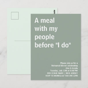 Ein Essen mit meinen Leuten vor der Probe des Hoch Postkarte