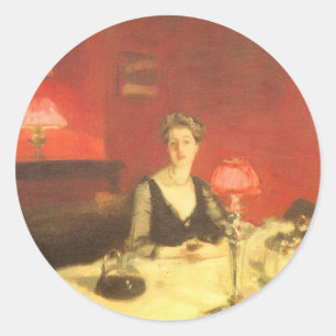 Ein Esstisch bei Nacht von John Singer Sargent Runder Aufkleber