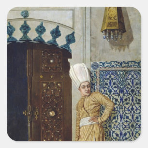 Ein Eunuch vor der Tür des Harems Quadratischer Aufkleber
