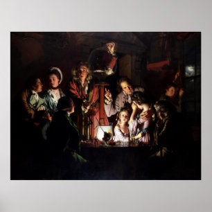 Ein Experiment an einem Vogel in einer Luftpumpe Poster