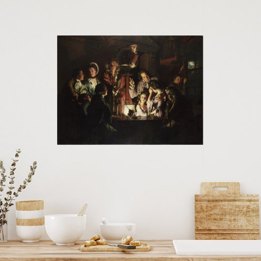 Ein Experiment an einem Vogel in einer Luftpumpe v Poster (Küche)