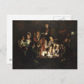 Ein Experiment an einem Vogel in einer Luftpumpe v Postkarte (Vorne/Hinten)