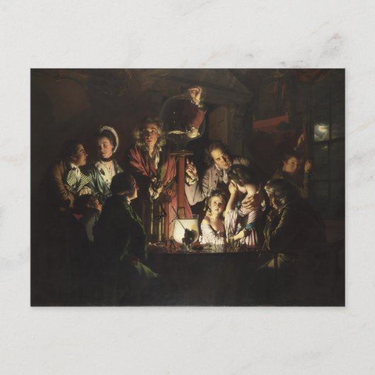 Ein Experiment an einem Vogel in einer Luftpumpe v Postkarte (Vorderseite)