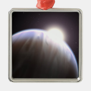 Ein extrasolar Planet mit seinem Elternteilstern Silbernes Ornament