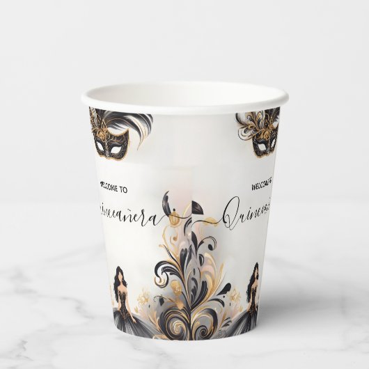 Ein Extravaganter Prom Masquerade Ball Quinceanera Pappbecher (Rückseite)