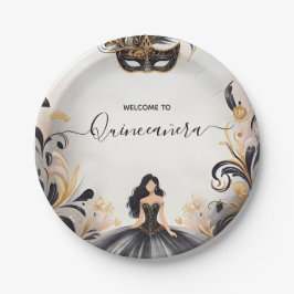 Ein Extravaganter Prom Masquerade Ball Quinceanera Pappteller