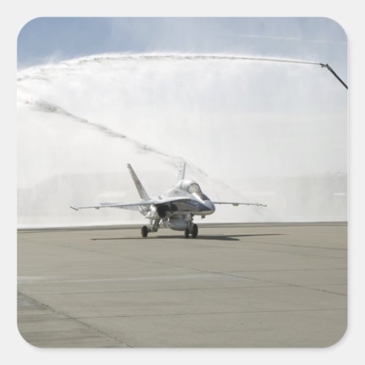 Ein F-18-Flugzeug Quadratischer Aufkleber (Vorderseite)