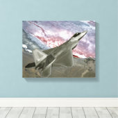 Ein F/A-22 Raptor fliegt eine Trainingsmission Leinwanddruck (Insitu (Holzboden))